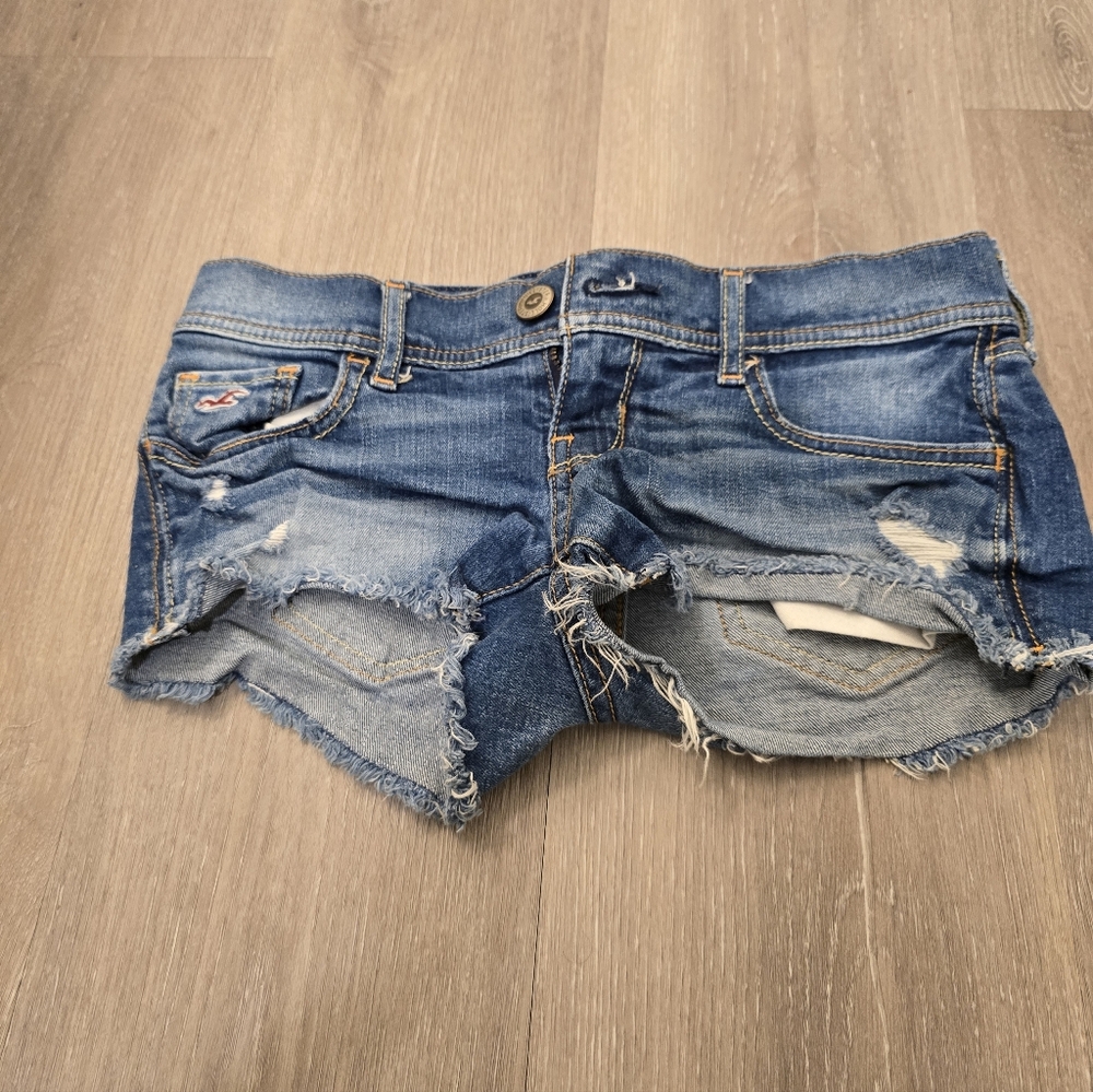 Hollister Y2K Blue Distressed Jean Shorts Size 00